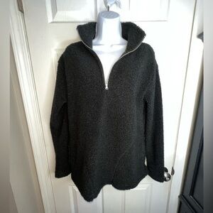 NWT Dip Women’s Medium Black Sherpa 1/4 Zip Pullover Sweater Top M 70s Refresh